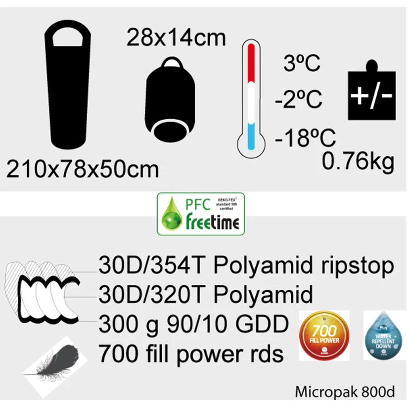 Sac de couchage 800 g | Micropak 800D | Freetime – Image 5