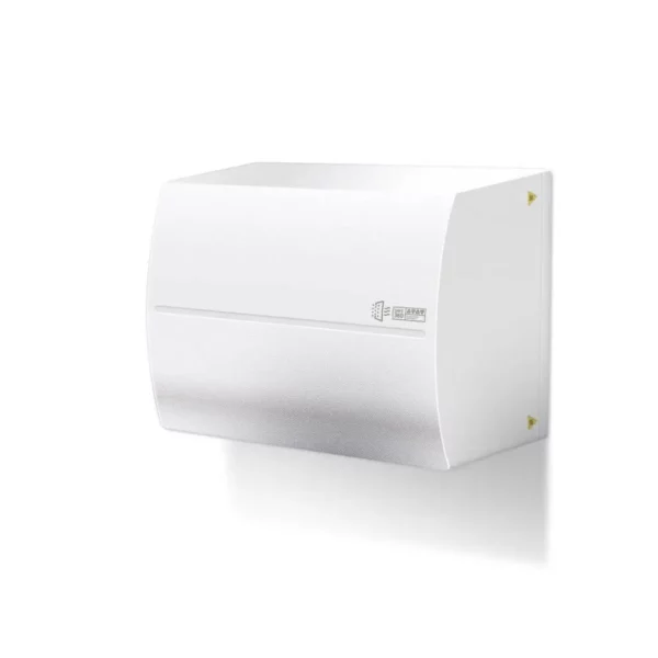 Filtration NRBC 36m3 rangée dans son coffre fixé au mur.