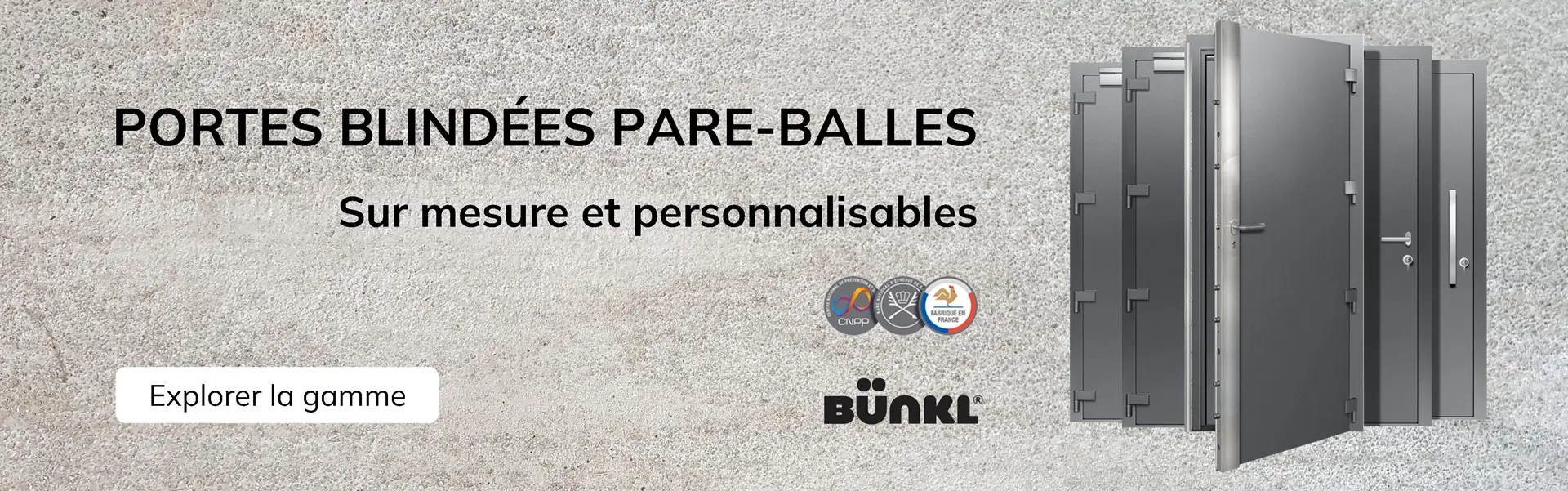 Portes blindées anti-effraction et pare-balles pour espace sécurisé de type panic room ou safe room.