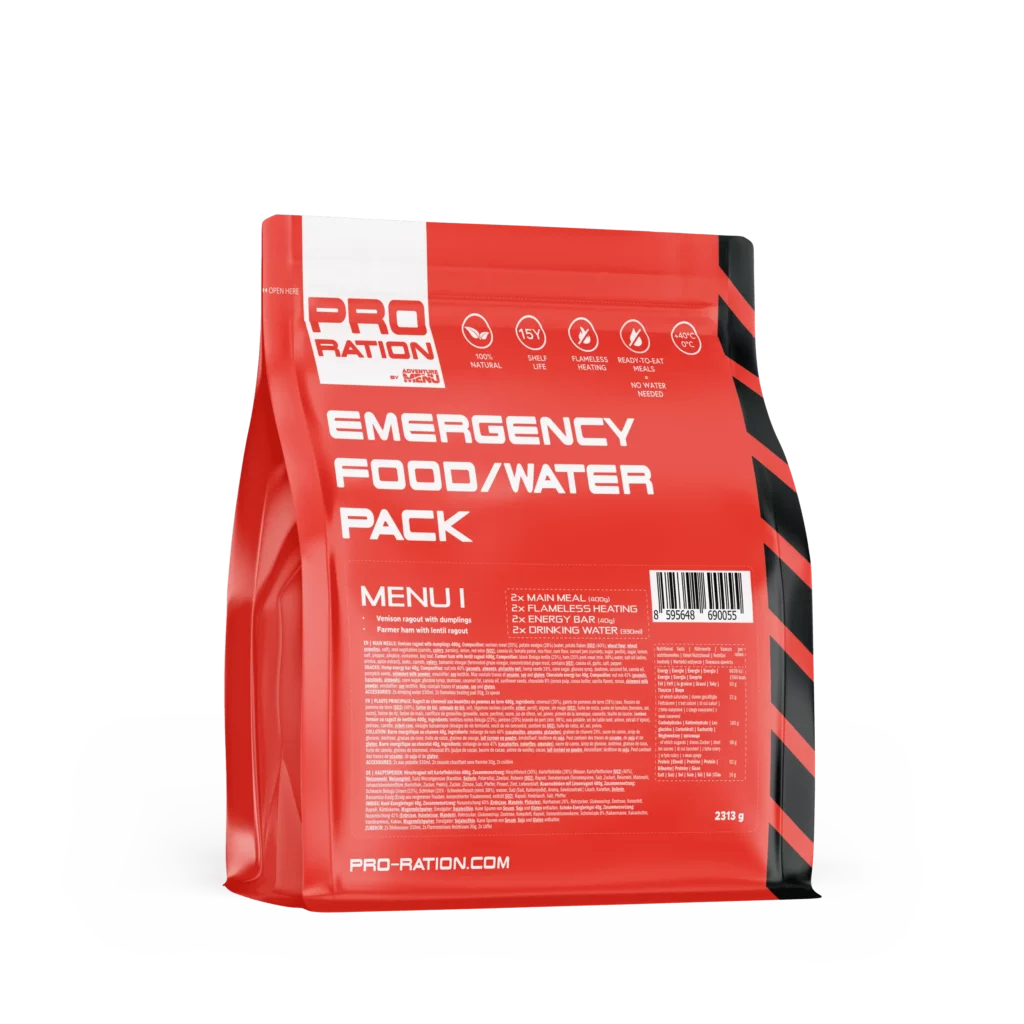 Packaging de la ration alimentaire Emergency Food / Water Pack PRO-RATION.