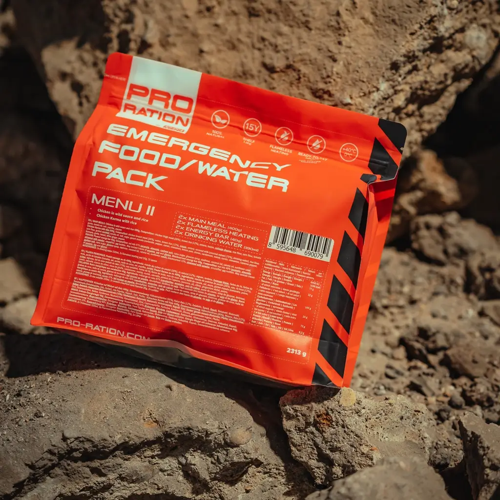 Ration alimentaire Emergency Food Water Pack PRO RATION pour situations d'urgence ou stock alimentaire.
