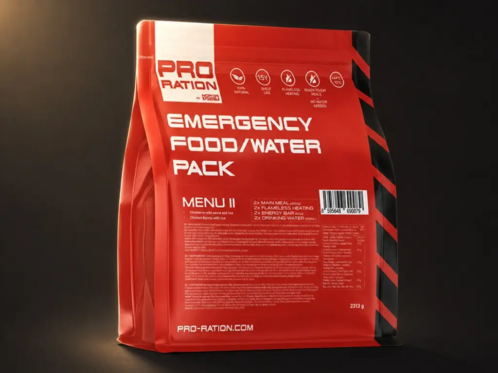 Ration alimentaire d'urgence Emergency Food / Water Pack PRO RATION.