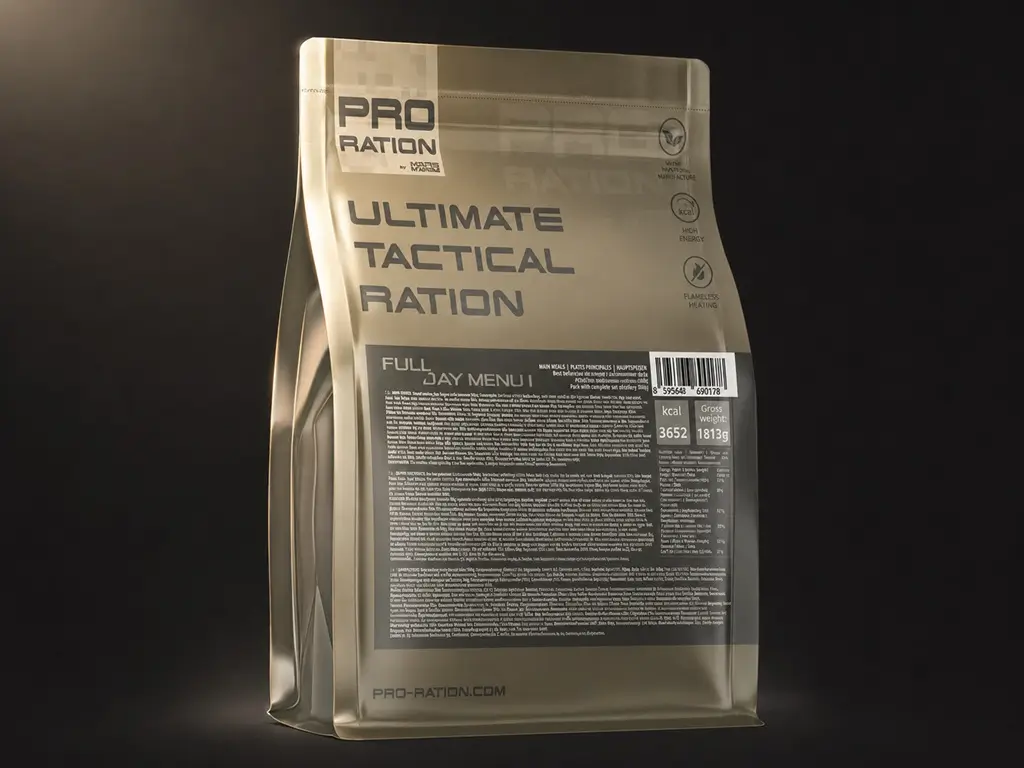 Ration alimentaire de type MRE Ultimate Tactical Full Day de PRO RATION - Menu 1.