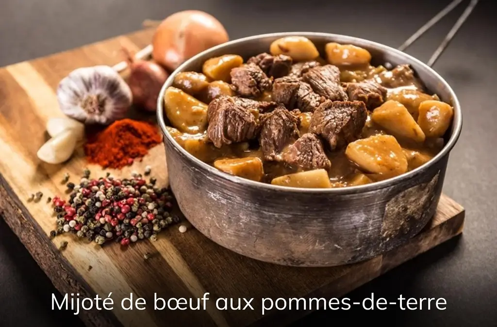 Plat cuisiné PRO-RATION : mijoté de bœuf aux pommes de terre.