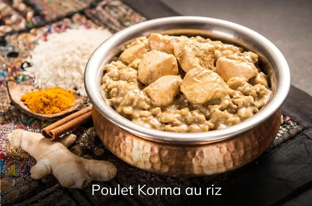Plat cuisiné PRO-RATION : poulet Korma au riz.