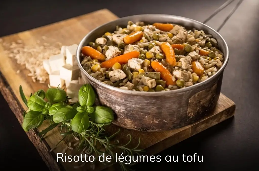 Plat cuisiné PRO-RATION : risotto de légumes au tofu.