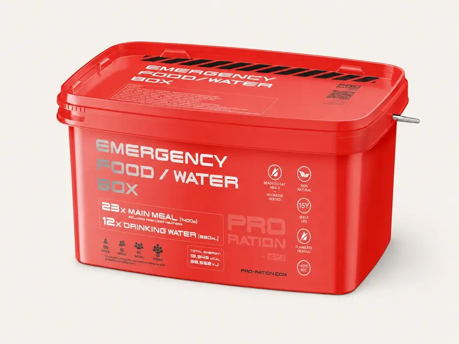 Rations alimentaires pour professionnels : Emergency Food / Water BOX PRO-RATION.