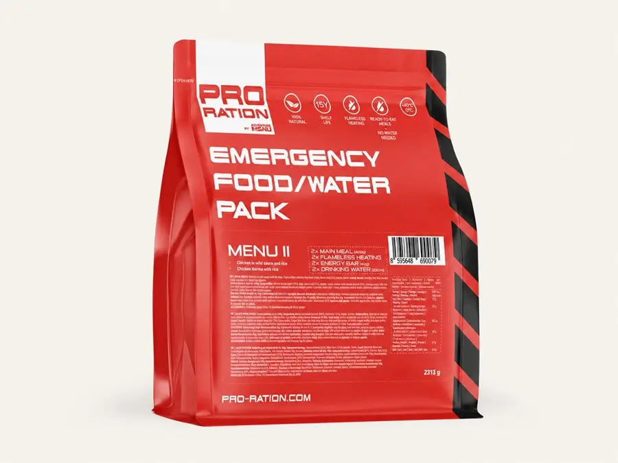 Ration alimentaire pour professionnels : Emergency Food / Water Pack PRO-RATION.