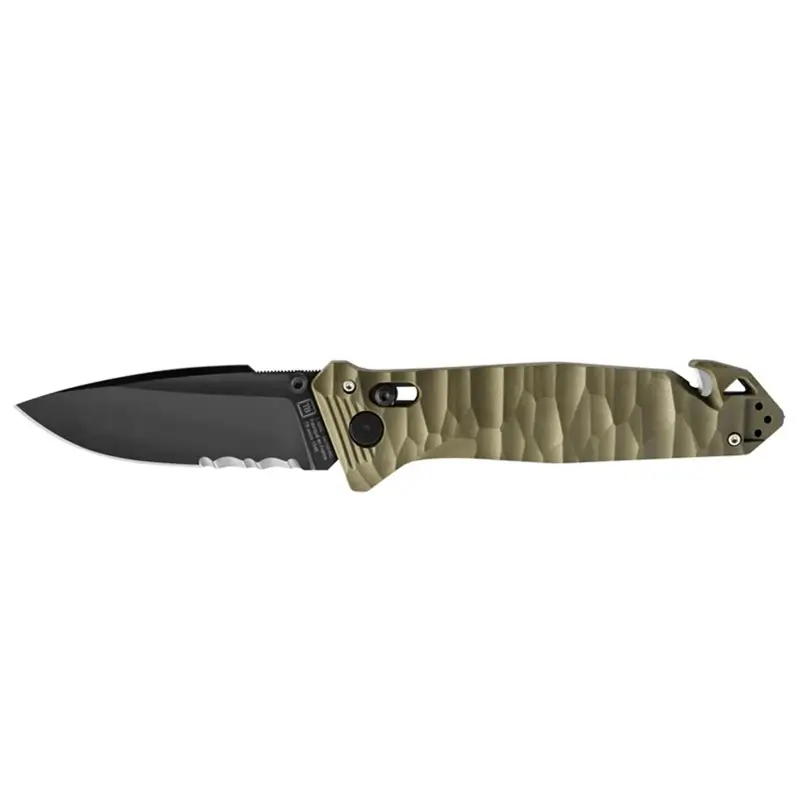 Couteau tactique CAC S200 kaki - lame mixte, avec serrations.
