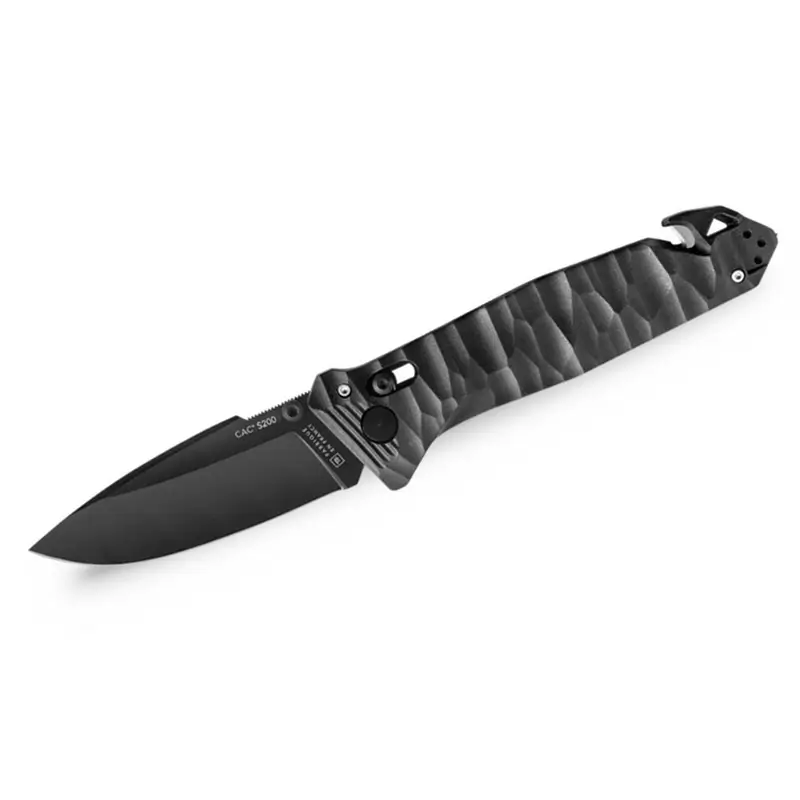 Couteau tactique CAC S200 noir - lame lisse.